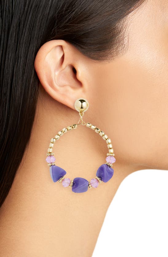 Shop Area Stars Beaded Frontal Hoop Earrings In Purple