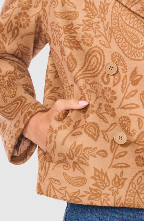 Shop Halogenr Halogen(r) Paisley Double Breasted Jacket In Warm Truffle Brown Paisley