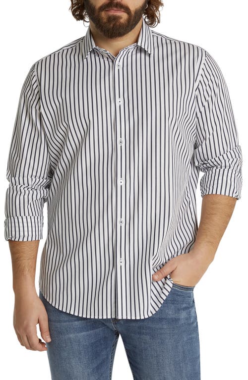 Johnny Bigg Edmund Stripe Button-Up Shirt in Ink
