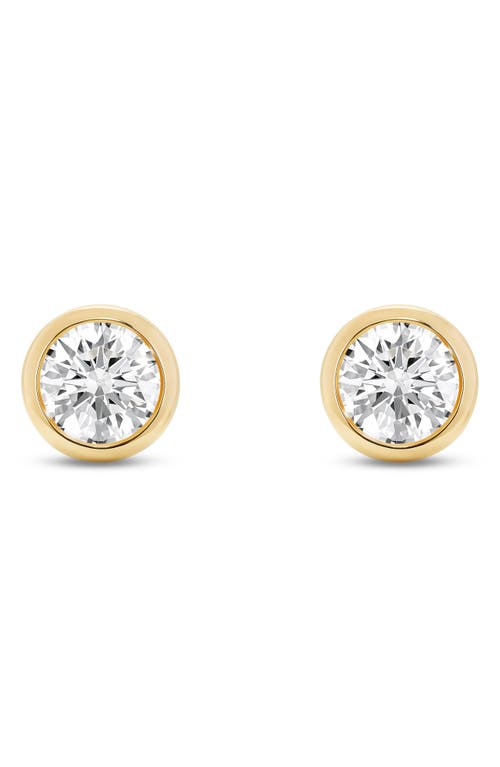 1-Carat Lab Grown Diamond Bezel Stud Earrings in White/14K Yellow Gold