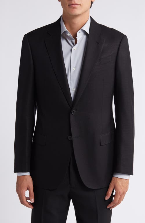 Shop Emporio Armani Solid Black Viscose & Silk Sport Coat