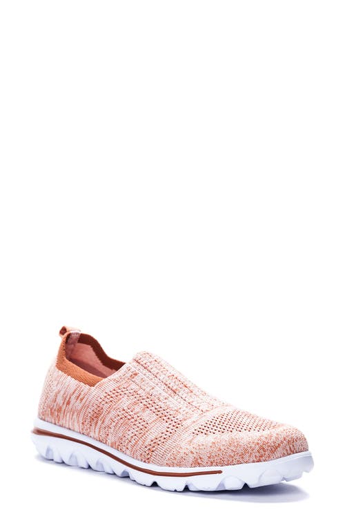 Propét Travelactiv Stretch Slip-On Sneaker in Rose Fabric