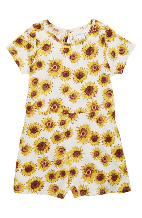 Melrose And Market Kids' Floral Print Open Back Romper In White