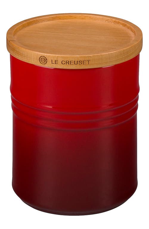 Le Creuset Glazed Stoneware 2 1/2 Quart Storage Canister with Wooden Lid in Cherry at Nordstrom