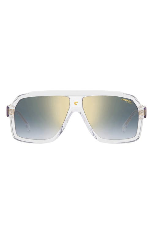 Carrera Eyewear 60mm Gradient Polarized Rectangular Sunglasses in Crystal