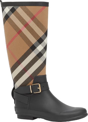 Burberry Rain Boots- Womens- Size 8.5 Black- Rubber- Mid Calf- Pull On