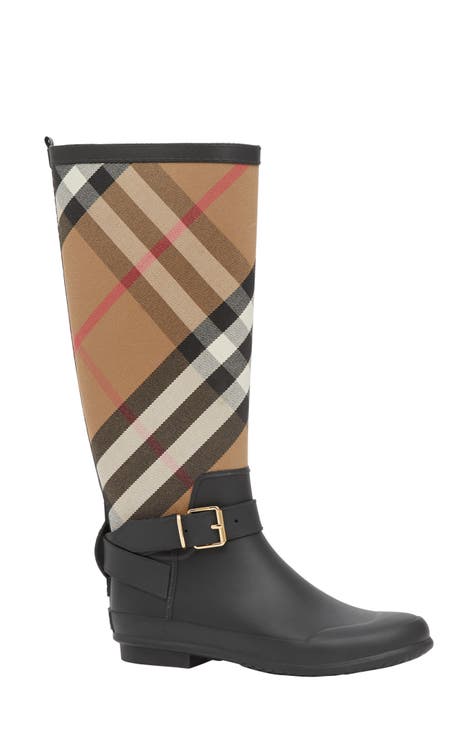 Elegance in Neutrals: Cream Burberry Rain Boots