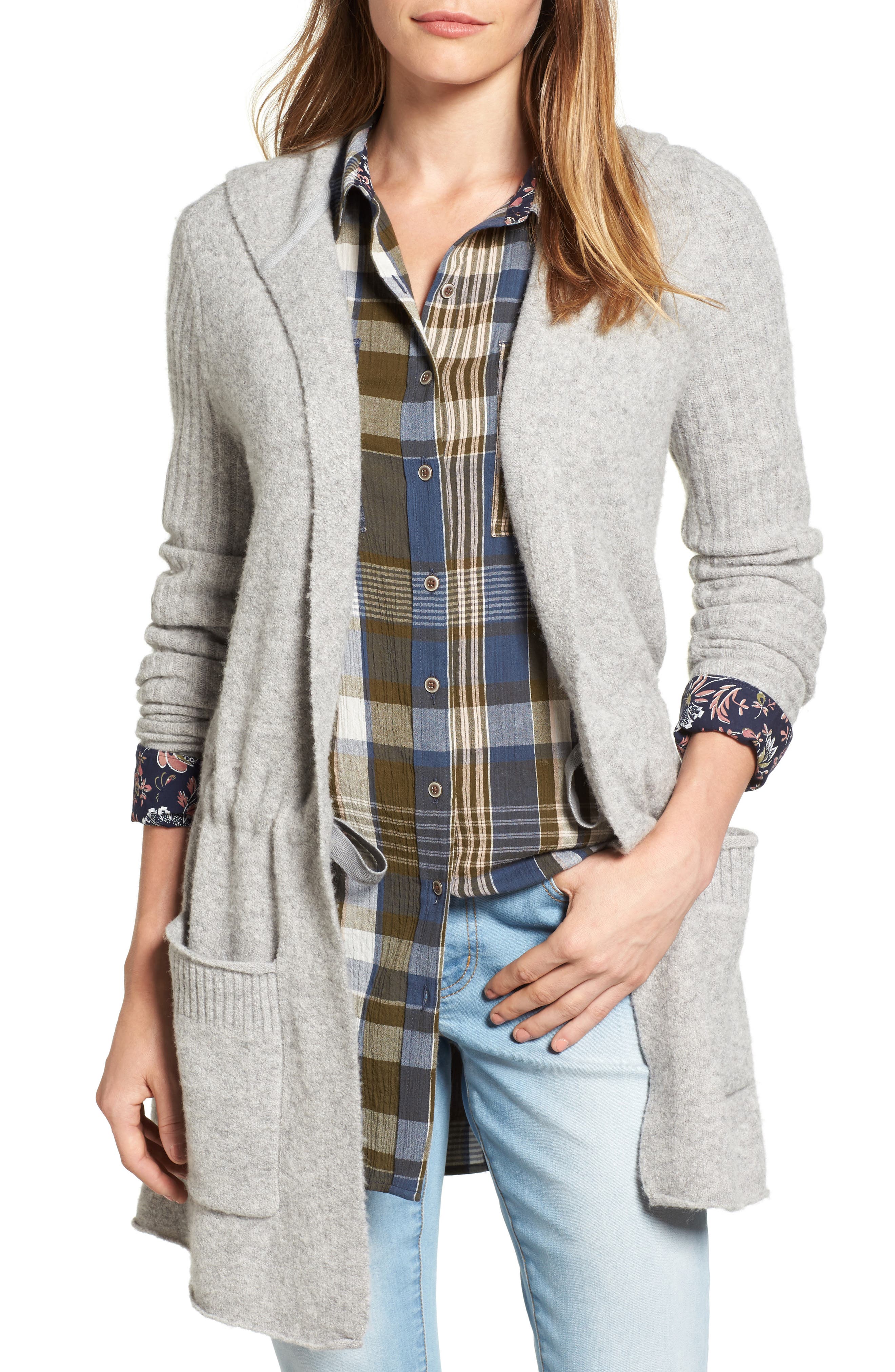 Petite Cardigan Sweater, Grey