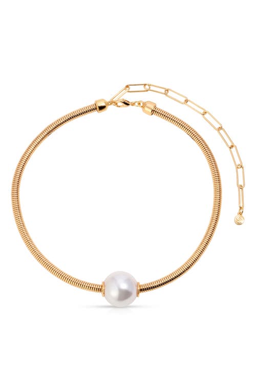 Ettika Imitation Pearl Station Necklace In White