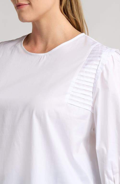 Shop Harshman Delaney Pleated Sleeve Cotton Top In White