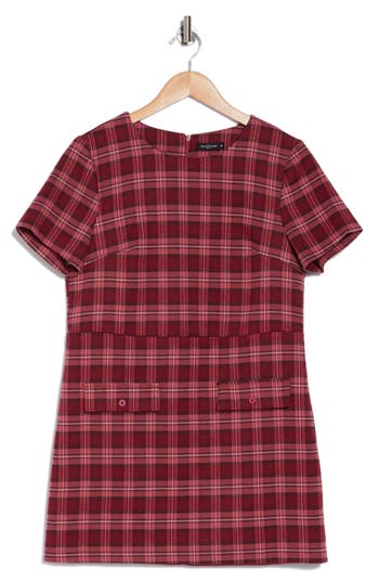Area Stars Brie Plaid Short Sleeve Minidress In Burgundy