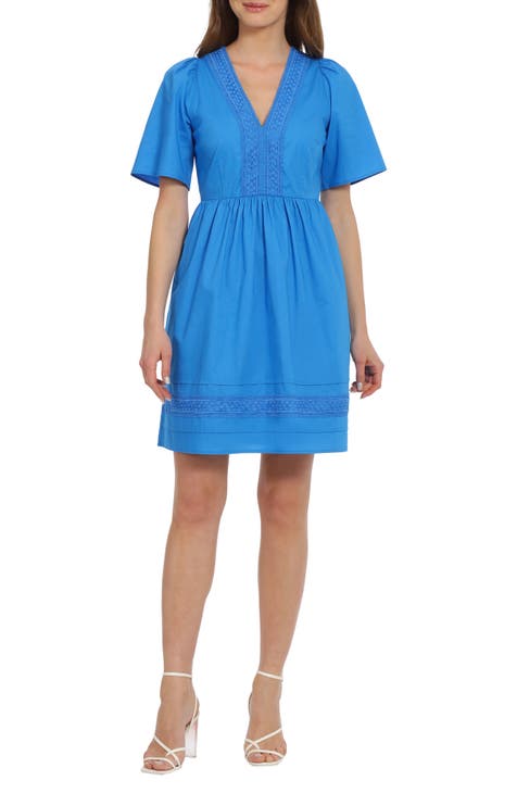 Short Sleeve Stretch Cotton Fit & Flare Dress
