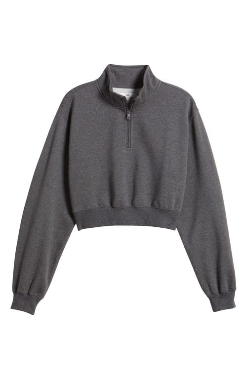 Shop Bp. Quarter Zip Fleece Detail Sweatshirt In Grey Medium Charcoal Heather