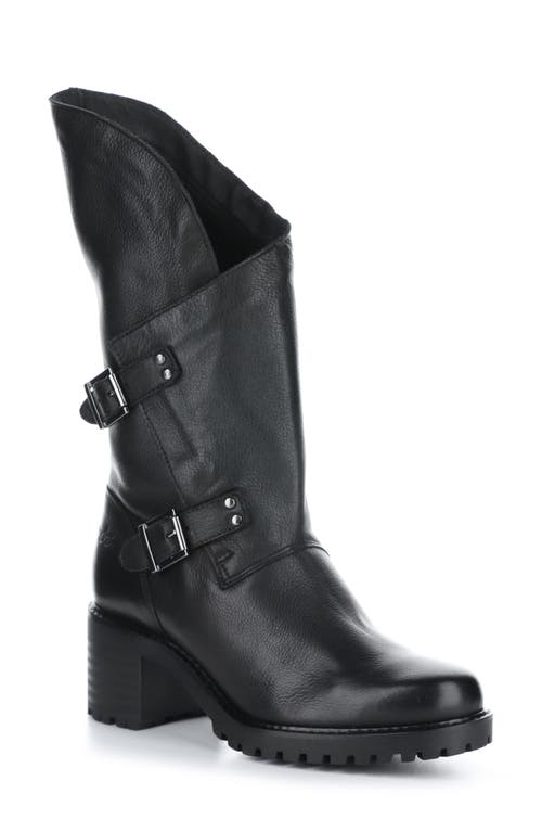 Irene Block Heel Sandal in Black Feel Leather