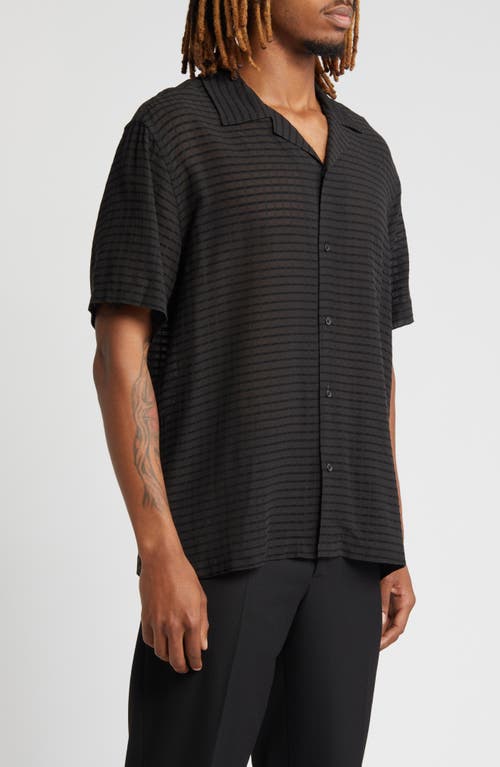 Saturdays Surf Nyc Canty Crinkled Satin Shirt In Black
