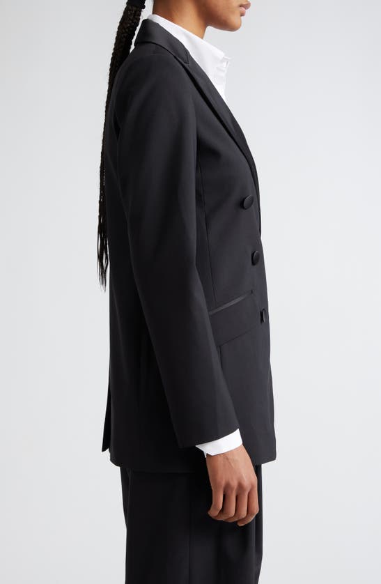 Shop Eleventy Double Breasted Satin Tuxedo Jacket In Black