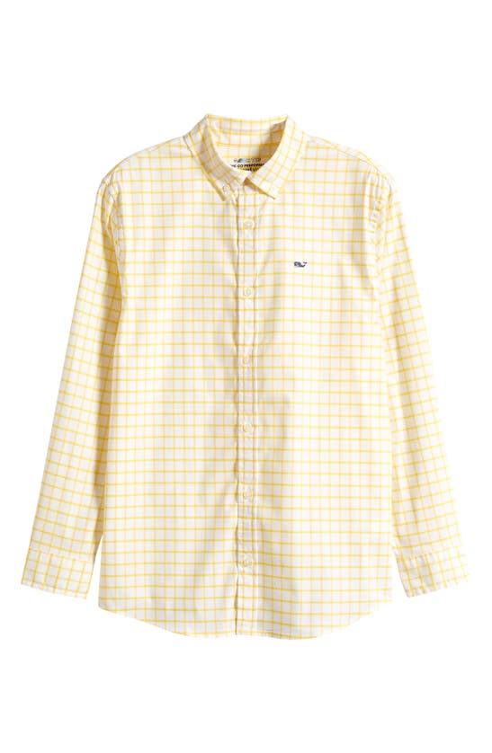 Vineyard Vines Kids' On The Go Tattersall Plaid Button-down Shirt In Primrose Yellow Plaid