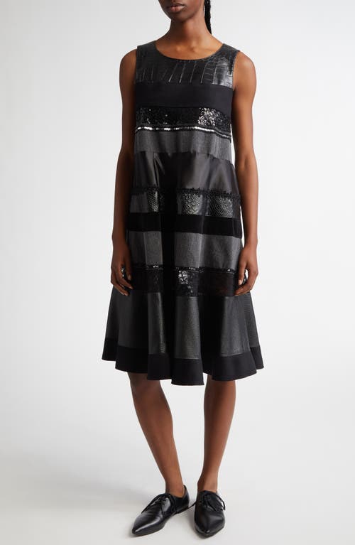 Junya Watanabe Mixed Media Dress in Black X Black 