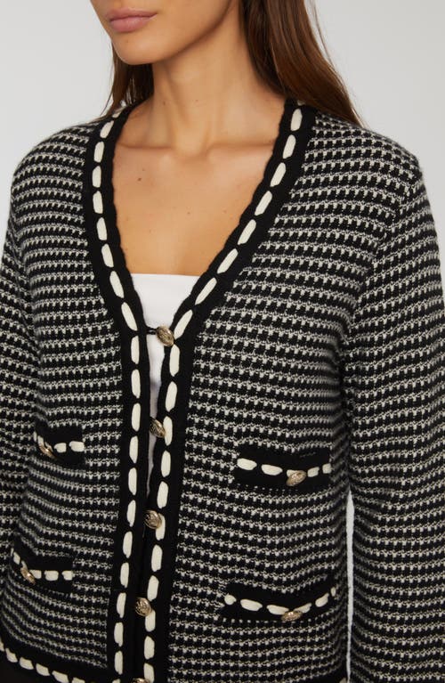 Shop Elie Tahari The Alta Wool & Cashmere Cardigan In Noir/sky White