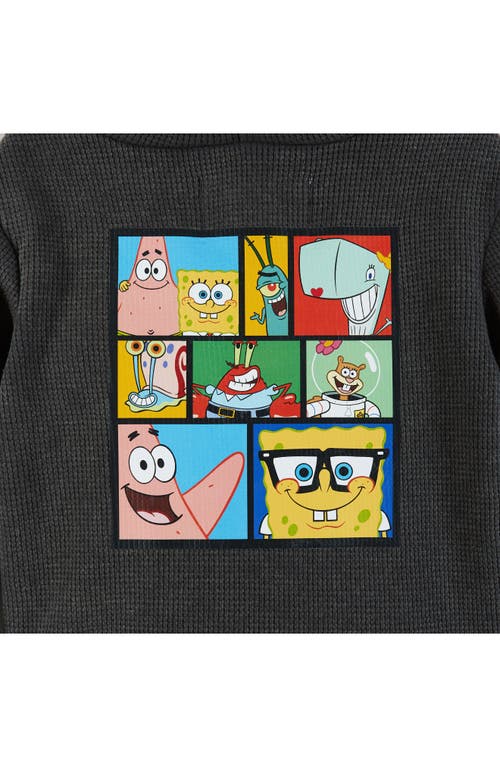 Shop Andy & Evan Kids' Spongebob Squarepants™ Stonewashed Waffle Knit Hoodie In Grey/blue Multi