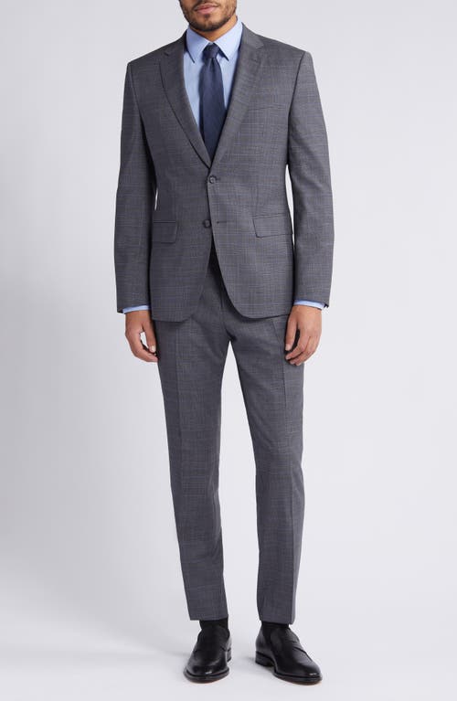 BOSS Huge Plaid Stretch Wool Suit Silver at Nordstrom,