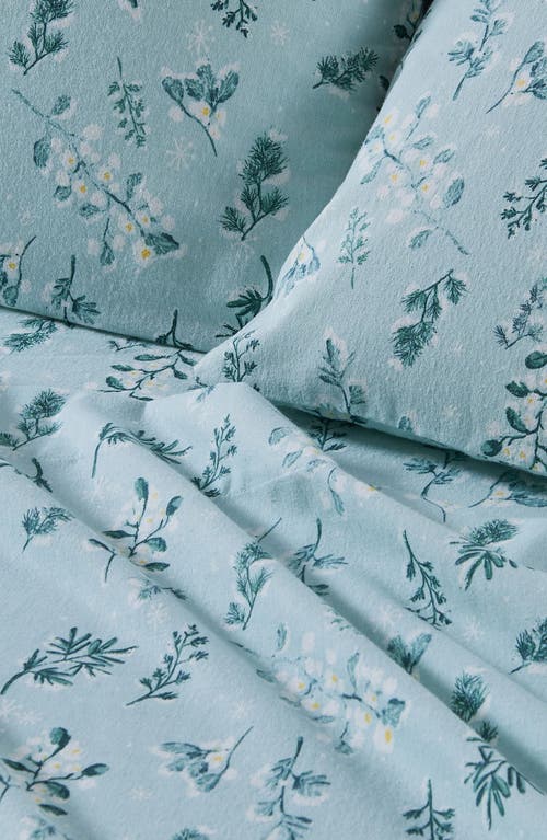 Woven & Weft Floral Print Cotton Flannel Sheet Set In Snowy Botanical