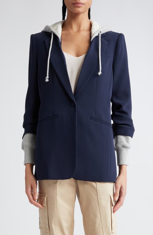 Cinq À Sept Hooded Khloe Blazer Jacket In Navy In Navy/heather Grey