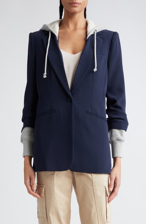 Shop Cinq À Sept Hooded Khloe Jacket In Navy/heather Grey