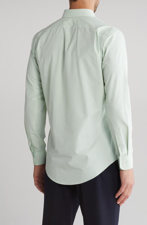 Shop Nordstrom Rack Trim Fit Button-down Dress Shirt In Green Quiet