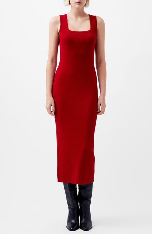 Shop French Connection Mozza Sleeveless Rib Midi Sweater Dress In Wine