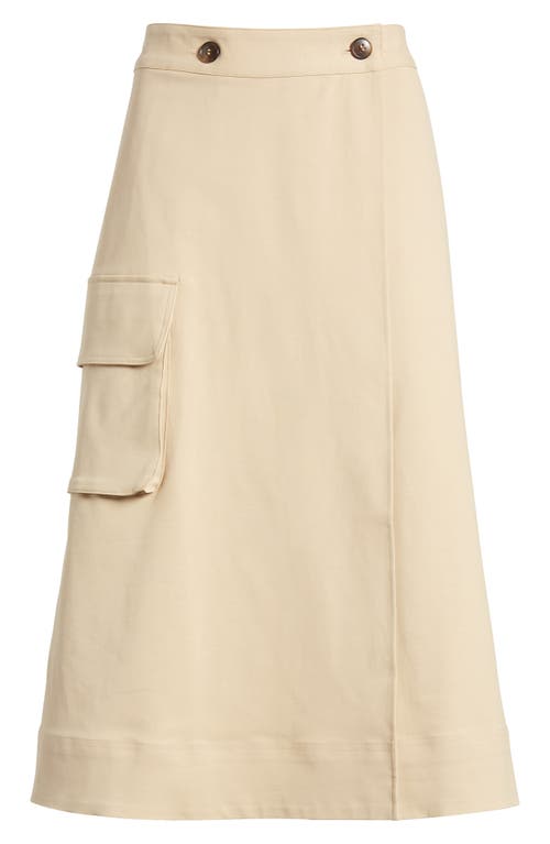 Shop Nordstrom Stretch Cotton Midi Cargo Skirt In Tan Travertine