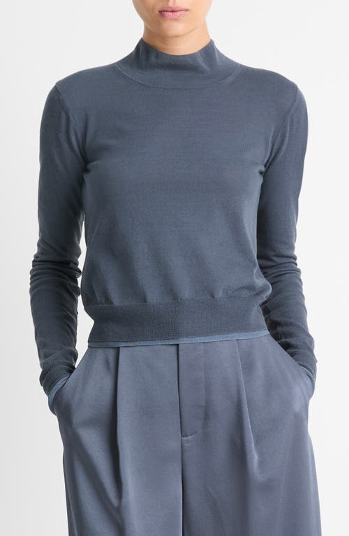 Shop Vince Double Layer Turtleneck Sweater In Iris Water/dark Water