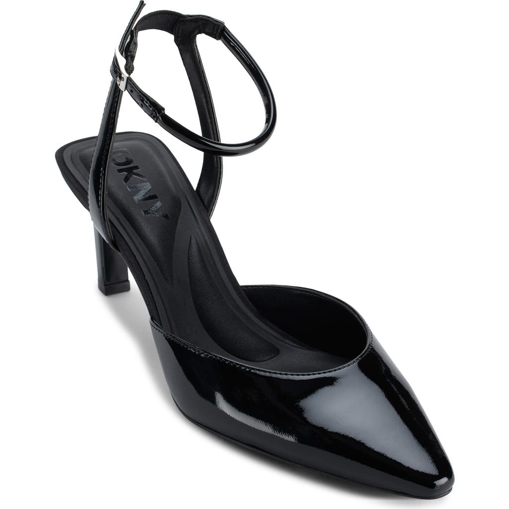 Dkny Ankle Strap Pointed Toe Pump In Black