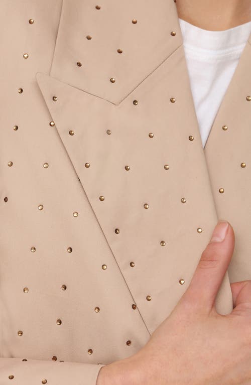 Shop Avec Les Filles Rhinestone Blazer Trench Coat In Khaki Studded