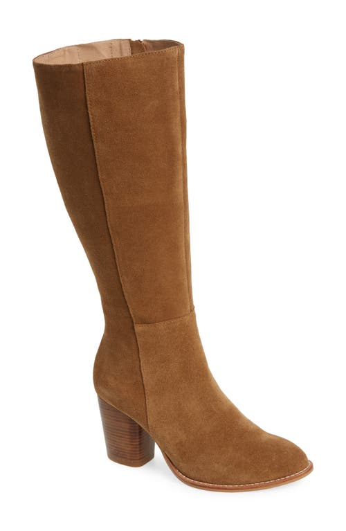 Addison Knee High Boot in Camel Suede