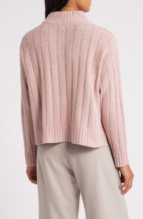 Shop Eileen Fisher Mock Neck Ribbed Sweater In Opal