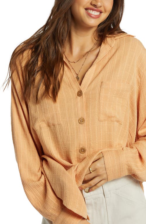 Shop Billabong Swell Gauze Button-up Shirt In Baked Clay