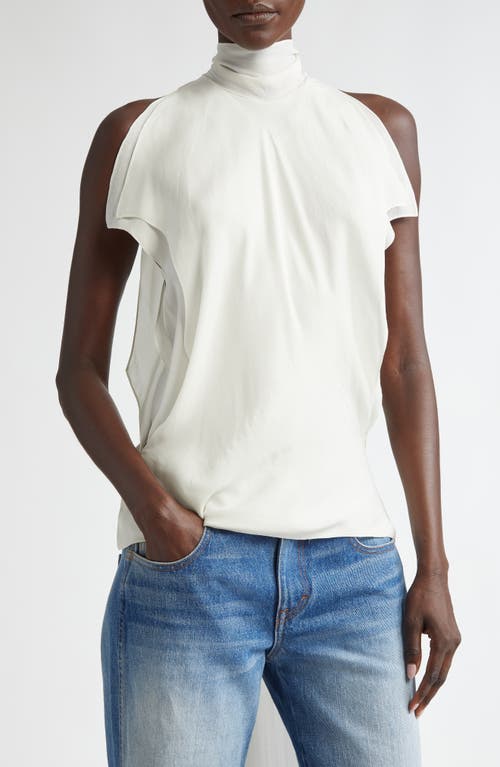 Shop Brandon Maxwell Tie Neck Sleeveless Layered Silk Top In White