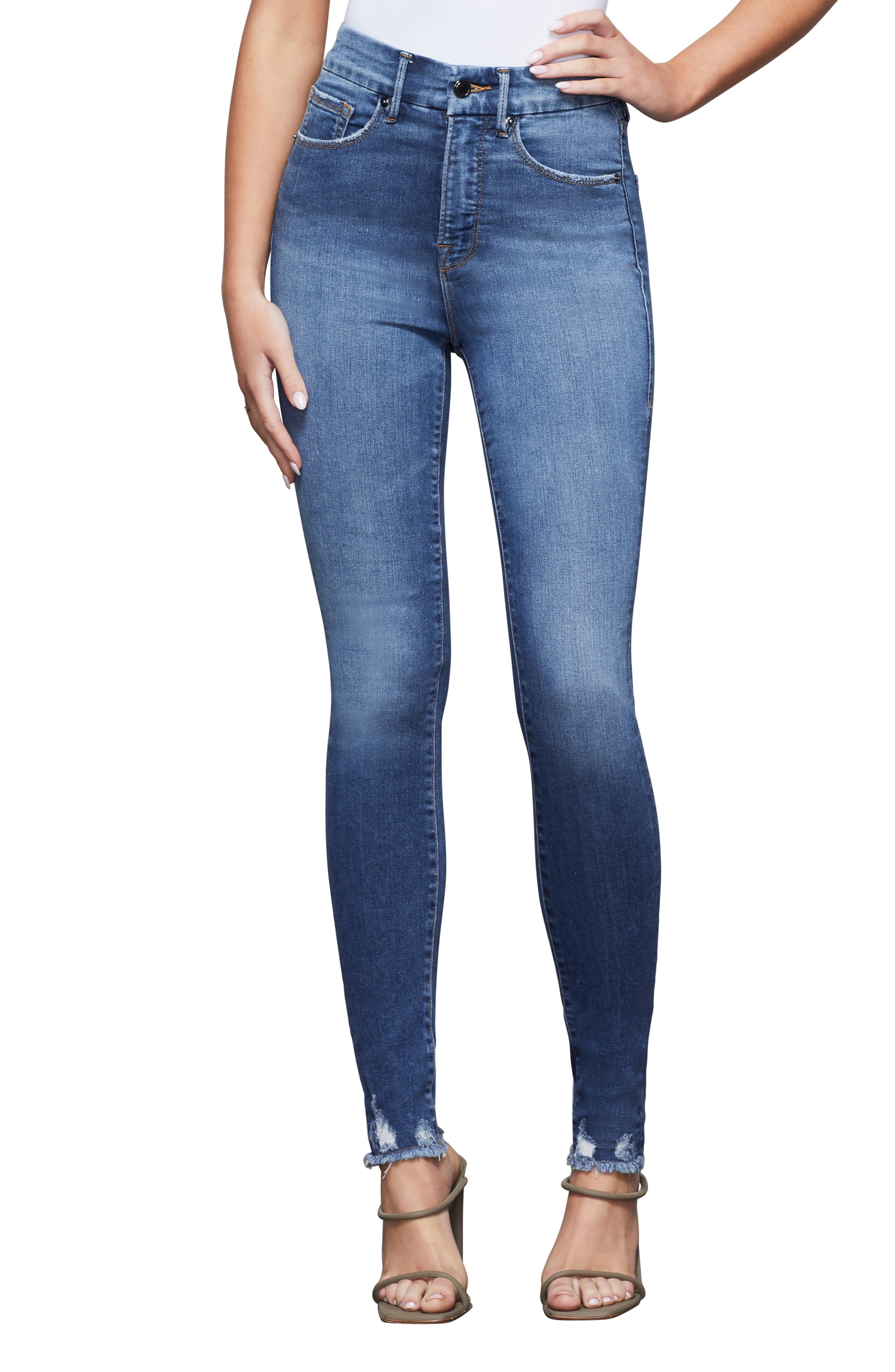 womens frayed hem skinny jeans