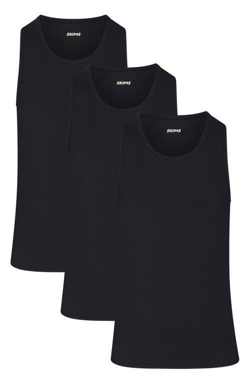 Skims 3-pack Slim Fit Stretch Modal Tanks In Obsidian