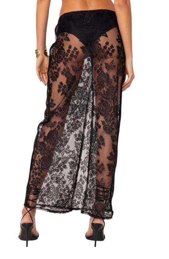 Shop Edikted Bess Sheer Lace Cover-up Maxi Skirt In Black