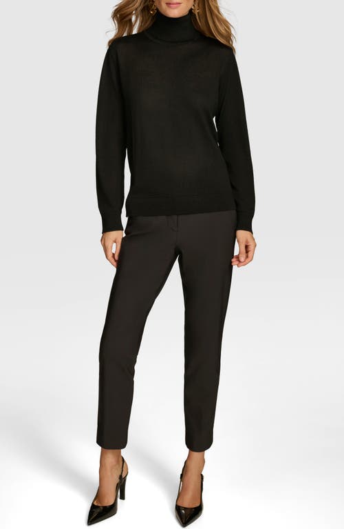 Shop Donna Karan New York High-low Turtleneck Merino Wool Sweater In Black