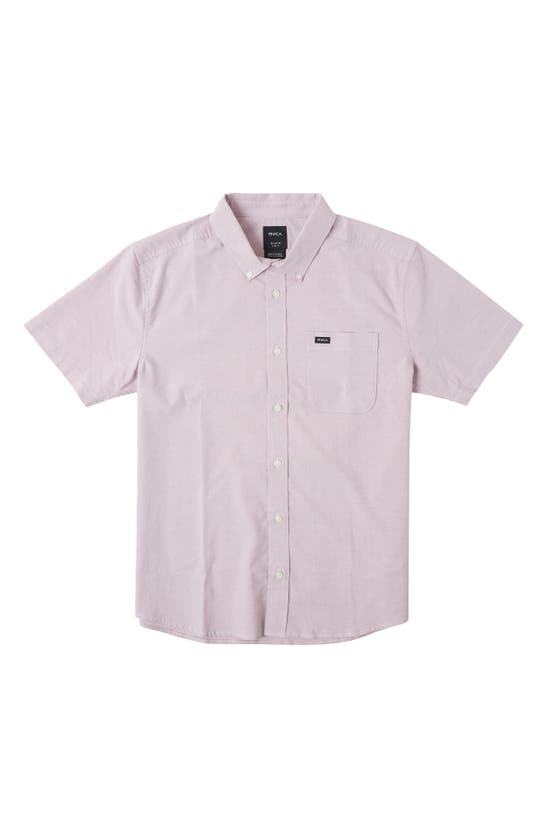 Rvca Kids' That'll Do Stretch Short Sleeve Button-down Shirt In Lavender