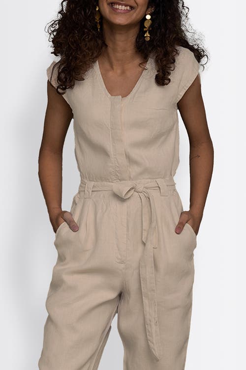 Reistor Women's White Evening Chai Light Ecru Jumpsuit In Beige Hemp