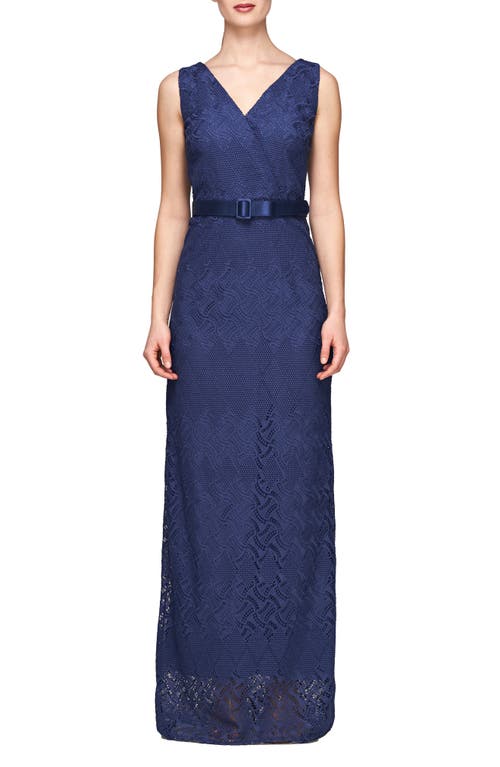 Hendrix Sleeveless Lace Column Gown in Midnight
