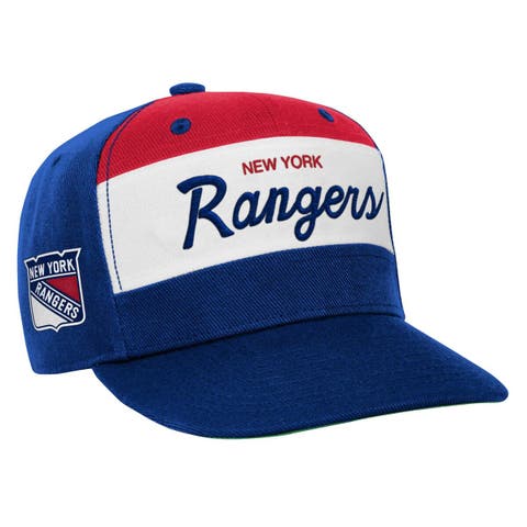 Youth Mitchell & Ness Blue New York Rangers Retro Script Color Block Adjustable Hat