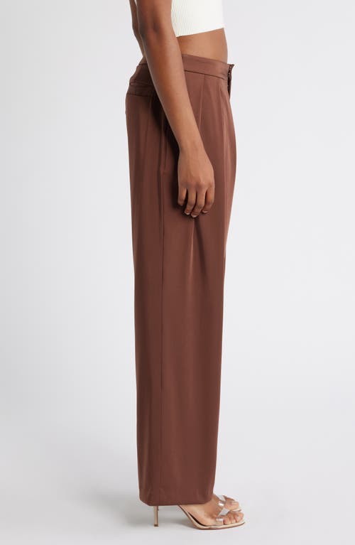Mistress Rocks Pleated Wide Leg Pants In Cocoa