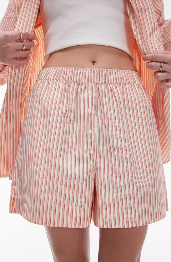 Shop Topshop Stripe Shorts In Red