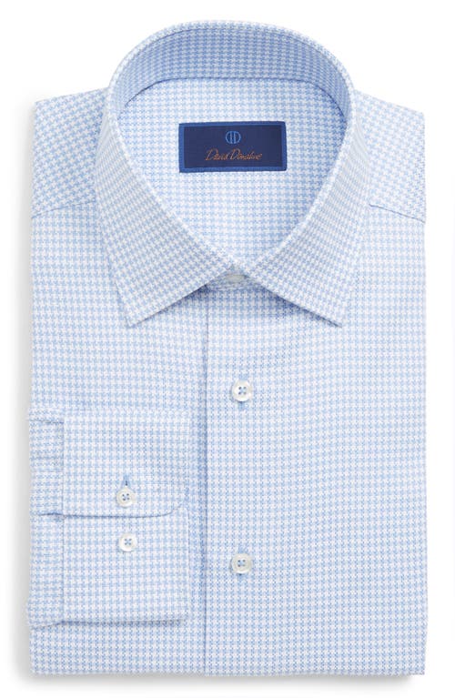 David Donahue Regular Fit Houndstooth Dress Shirt in Blue at Nordstrom, Size 15.5 - 34