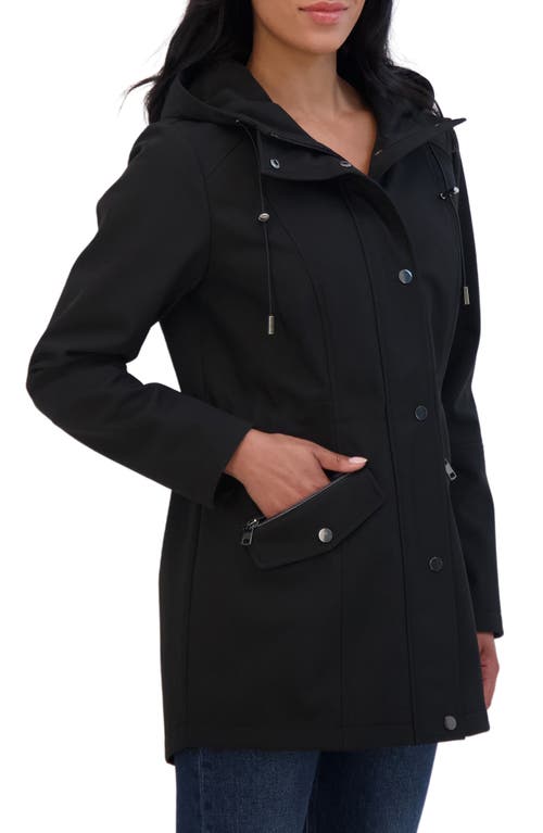 Sebby Water Resistant Hooded Softshell Coat In Black